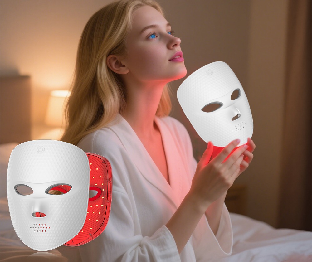 Mascarilla LED en uso